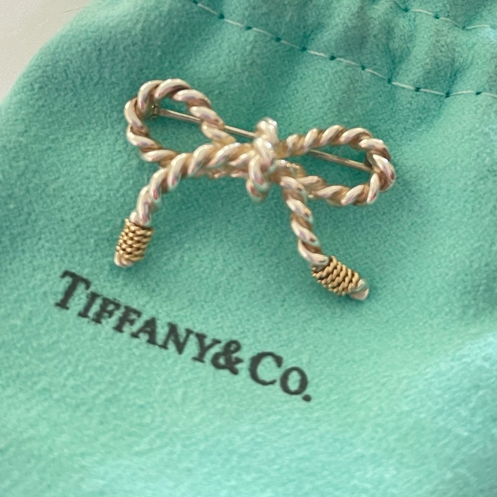 Vintage Tiffany and Co. sterling & 14k bow pin/brooch